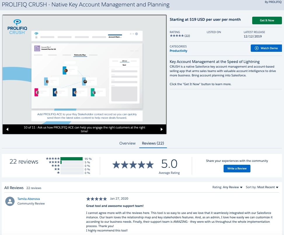 Prolifiq Crush review on Salesforce AppExchange