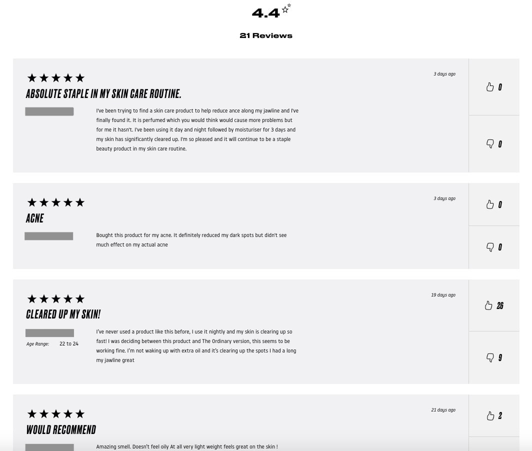 Product page on beautybay.com with online customer reviews